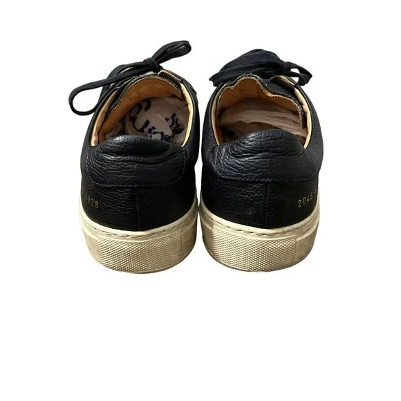 Common Projects Mens Black Premium Archilles Low Top Leather Sneaker Size 40